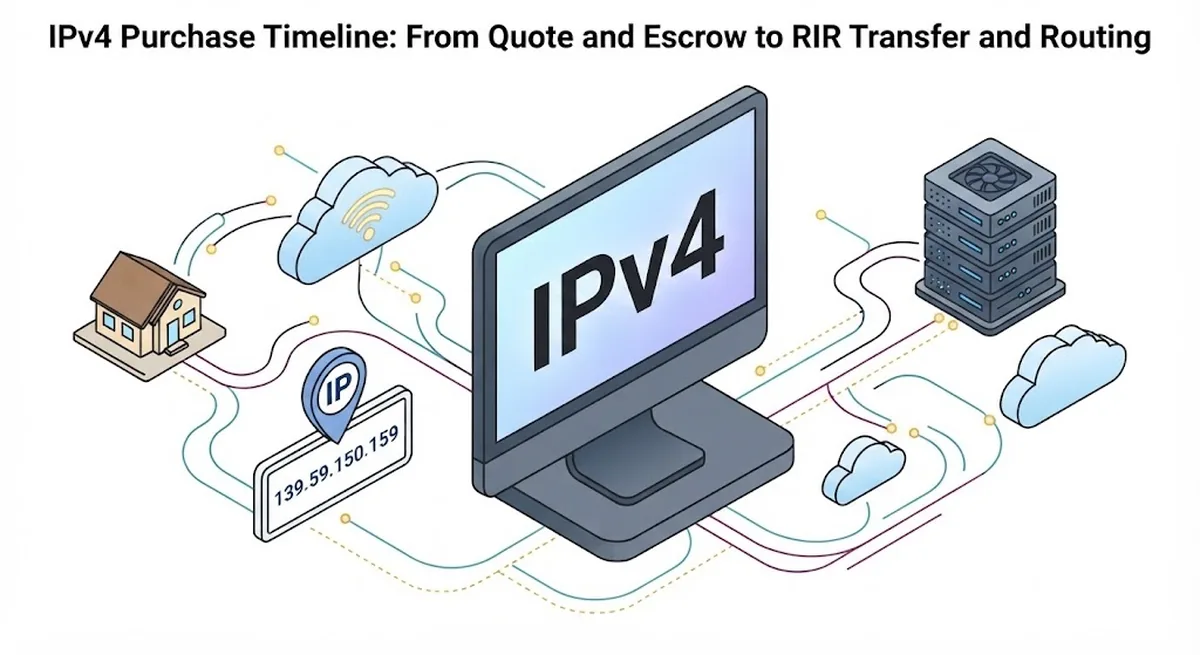 IPv4 Purchase Timeline: From Quote and Escrow to RIR Transfer and Routing