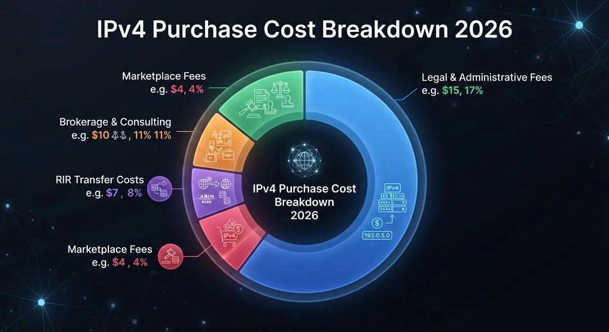 IPv4 Purchase Cost Breakdown 2026: Address Price, Escrow, Broker Fees and RIR Transfer Costs